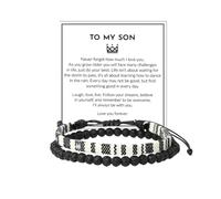72ore To My Son Bracelet from Dad Gifts for Son mens beaded bracelets black Bracelet Gift for Men Birthday Inspirational Gifts for Him, L, no gemstone