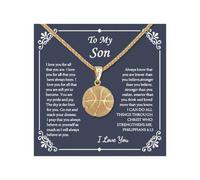 72ore To My Son Necklace From Dad Gifts From Mom Basketball Pendant Chain Stainless Steel Necklace for Men Sports Hiphop Birthday Gifts for Son, No Gemstone