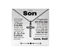 72ore To My Son Necklace From Dad Gifts From Mom Bible Verse Cross Necklace for Men Stainless Steel Chain Black Tone Cross Pendant for Men Birthday Gifts For Son, No Gemstone