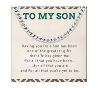 72ore To My Son Necklace From Dad Gifts From Mom Cuban Link Chain Silver Chain Necklace for Men Wedding Gift Meaningful Birthday Gifts for Son Adult, No Gemstone