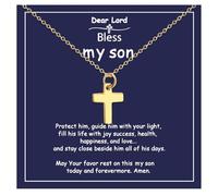 72ore To My Son Necklace From Dad Gold Cross Necklace for Men Cross Pendant Jewelry Stainless Steel Chain Inspirational Birthday Gifts for Son From Mom, No Gemstone