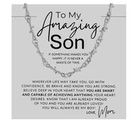 72ore To My Son Necklace From Dad Mom Barbed Wire Silver Cuban Link Chain Necklace for Men Punk Jewelry Inspirational Birthday Gifts for Son, No Gemstone