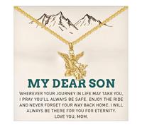 72ore To My Son Necklace From Dad Mom Gold Necklace Stainless Steel Chain for Men Punk Jewelry Meaningful Birthday Gifts for Son Adult, No Gemstone