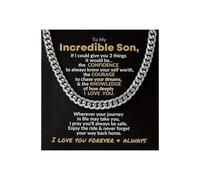 72ore To My Son Necklace From Dad Mom Silver Cuban Link Chain Necklace for Men Birthday Jewelry Gifts for Son Adult, No Gemstone