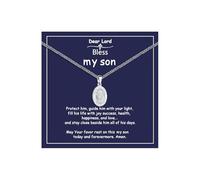 72ore To My Son Necklace From Dad Mom Silver Stainless Steel Protection Necklace for Men Inspirational Birthday Jewelry Gifts for My Son, No Gemstone