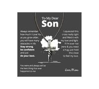 72ore To My Son Necklace From Mom Black Chain Copper Cross Pendant Necklace for Men Birthday Jewelry Gifts for Son, No Gemstone