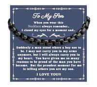 72ore To My Son Necklace Gifts From Dad Mom Cuban Link Chain Black Chain Necklace for Men Wedding Gift Meaningful Birthday Gifts for Son Adult, No Gemstone