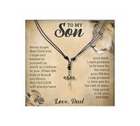 72ore To My Son Necklace Gifts From Mom Black Cross Necklace for Men Wrapped Cross On Adjustable Cord Leather Necklace Inspirational Birthday Gifts for Son Adult, No Gemstone