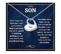 72ore To My Son Necklace Gifts From Mom Mens Silver Chain Heart Necklace Forever In My Heart Carved Stainless Steel Chain For Men Gifts For Son Adult, No Gemstone