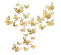 72PCS 3D Gold Butterfly Wall Decor, 3 Styles 3 Sizes, Removable Butterfly Wall Stickers Decorations for Room, Party, Birthday, Wedding, Cakes, DIY Gift