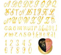 72PCS Acrylic Cake Alphabet Numbers Topper & Letter Cake Toppers, 2 Pack Gold Number 0-9 and 2 Pack Alphabet A-Z Personalized Cake Picks for Letras Personalizadas para Decorar (Gold)