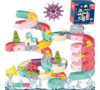 72pcs Bath Toys Toddler Kids for 3 4 5 6 Year Olds Boys Girls with Water Duck Slide Track & Wind up Run Rubber Ducks Bath Time Bathtub Shower Water Play Toys for Toddler Kids Swimming Pool