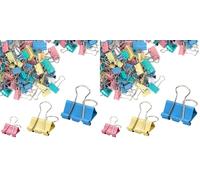 72Pcs Bulldog Clips, 15mm 19mm 25mm Assorted Size Paper Clips, Colored Metal Foldback Clips, File Money Papper Stationary Clamps for Office School Home Kitchen Shops (Pack of 2)