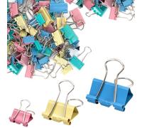72Pcs Bulldog Clips, 15mm 19mm 25mm Assorted Size Paper Clips, Colored Metal Foldback Clips, File Money Papper Stationary Clamps for Office School Home Kitchen Shops