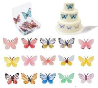 72pcs Butterfly Cake Toppers with 1 Transparent Storage Box, Birthday Cake Inserts, Cupcake Toppers, Butterfly Cake Inserts, Suitable for Birthday Party, Wedding