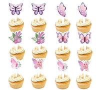 72Pcs Butterfly Cupcake Toppers Colorful Butterfly Cake Decorations for Wedding Birthday Party Cupcakes Decorating Supplies