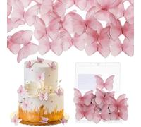 72PCS Butterfly Cupcake Toppers, Pink Butterfly Cake Decorations, Wafer Paper Cake Toppers for Wedding Baby Shower Anniversary Birthday Party Cupcakes Decorations