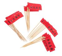 72pcs Chinese Style Dessert Picks for Cake Decor, Red Paper Bamboo | Easy to Insert Accent, for Fruit and New Year Parties, Charming Chinese Style