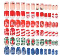 72pcs Christmas Fake Nail Tip ABS Christmas Nail Art for Fingernails | Classic Festive Patterns, Bright Color Finish, No Painting Required, for Holiday Photos, Party Decor Random Style