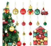 72pcs Christmas Tree Baubles,red and gold christmas decorations,Shatterproof retro mini baubles christmas balls Set for small christmas tree,New Year,festival celebration,with Pre-Hanged Strings.