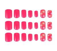 72pcs Coffin Flower Press on Nails Full Cover Plastic False Nails | Detachable, Smooth Fit, Gentle on Natural Nails, Modern French Floral Fusion Style, for Women
