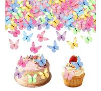 72Pcs Edible Butterflies Cake Decorations Butterfly Cake Toppers Colorful Edible Butterflies for Birthday Party Decorating Multicolor