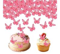 72Pcs Edible Butterflies Cake Decorations Butterfly Cake Toppers Colorful Edible Butterflies for Birthday Party Decorating Wind Red