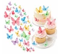 72Pcs Edible Butterfly Cake Decorations, Mixed Size, 3D Colourful(Colorful)