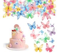 72Pcs Edible Butterfly Cake Decorations, Multicolour Edible Cupcake Toppers 3D Edible Butterfly Cake Topper for Baby Shower Party Wedding Anniversary Birthday Party Cupcake Decoration