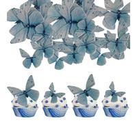 72Pcs Edible Butterfly Cake Topper Butterflies Cupcake Toppers Mix Color Butterfly Cake Decorations for Birthday Theme Wedding Anniversary Baby Shower Party Decorating (Blue)