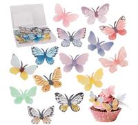 72pcs Edible Butterfly Cake Toppers, Butterfly Shape Cupcake Baking Decoration, Edible glutinous rice paper, Birthday Party Cake Decorations (Bearded Butterfly)