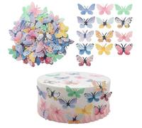 72Pcs Edible Butterfly Cupcake Toppers 3D Colorful Butterfly Cake Decoration Realistic Spring Dessert Decoration for Birthday Party Wedding Food Supplies Mixed Size