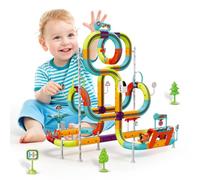 72Pcs Electric Train Track Set, 3D Anti-Gravity Flexible Race Tracks Toys | with Motorized Train and Traffic Signs, Train Toys for Toddlers Kids , DIY Building Car Track Toys for Boys Girls Gifts
