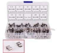 72PCS Fast-Blow Glass Fuse Assortment Kit 6x30mm Ampere Values: 0.5A-30A