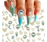 72Pcs Gold Aqua Blue Nail Charms Beach Theme for Girls Nails Party Decor