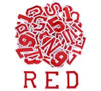 72Pcs Iron on Letters and Numbers Patches, Embroidered Patches Alphabet Letters A-Z Numbers 0-9 Applique for Hats Shirts Jeans Clothes Bags DIY Accessories (Red)