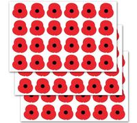72Pcs Lest We Forget Red Poppy Stickers for Remembrance Day,Self Adhesive Flower Decals for Windows, Cars, Fridges Tribute Stickers for Armistice Day and Memorial Events