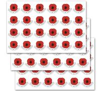 72Pcs Lest We Forget Remembrance Day Red Poppy Stickers Poppies Flower Decals for Windows, Cars, Fridges Waterproof Self-Adhesive Customization Tribute Stickers for Armistice Day Memorial Events