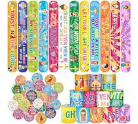 72PCS Religious Slap Bracelets with Christian Button Pins Jesus Love You Wristbands Sunday School Supplies Christian Gifts Jesus Snap Bracelets Christian Badges for Kids Adults Birthday Party Favors