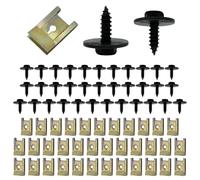 72PCS Screw and Nut Clip Kit, 36 Auto Body Fender Screws and 36 Bumper Guard Plate Fixing Bolts, U Type Fastener Clip with Hex Head Self Tapping Screw for Most Car Wheel Arch Cover Undertray Fender