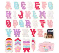 72Pcs Self Adhesive Letter Patches Chenille Letter Stickers,A-Z Embroidered Applique Patches Alphabet Cloth Patch with Gold Edge for DIY Clothing Hats Bags Shoes Hats Phone Case