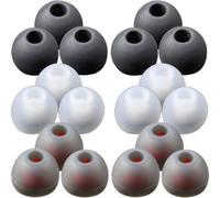 72pcs Silicone in-Ear Earphone Tips Bowl Shaped Set | Comfort Upgrade for Old Buds, Noise Reduction Support, Bass Tuning, Assorted Sizes in White, Grey Red, Black