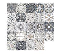 72pcs Tile Stickers, Self Adhesive Waterproof Moroccan Kitchen Bathroom Floor Wall Tile Sticker Mosaic Victorian Retro Style Tile Transfers for Home Decors(72PCS,10 x 10 cm)