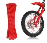 72Pcs Universal Spoke Covers for Motorcycle Bicycle, 2.9Inch Bike Spoke for Riding, Durable Plastic Bike Wheel Reflector Tube Spokes Skins, Wheel Decoration for Off-road Bikes, Wheelchair (Red)