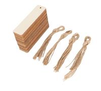 72pcs Wood Blank Bookmarks with Holes and Ropes, Unfinished Wooden DIY Craft Tags for Christmas Wedding Birthday Party Decor, Rectangle Shaped Hanging Gift Tags Made of