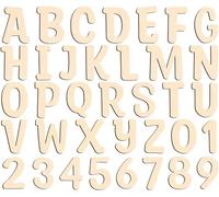 72pcs Wooden Letters for Crafts Unfinished 3 inch Capital Wooden Alphabet Letters and Numbers 8cm Small A-Z Wood for Children's Names DIY Painting Arts Kids Spelling Learning Wall Embellishment Decor
