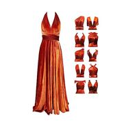 72styles Velvet Infinity Wrap Dress, Bridesmaid Dresses, Velvet Dress, Women's Long, Elegant Maxi Multi-Way Dress, Evening Dress, Wedding Guest Dress, Prom Dress, Party Dress, orange, One Size