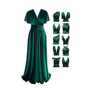 72styles Velvet Infinity Wrap Dress, Bridesmaid Dresses, Velvet Dress, Women's Long, Elegant Maxi Multi-Way Dress, Evening Dress, Wedding Guest Dress, Prom Dress, Party Dress, Green, One Size