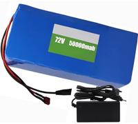72V 50AH Waterproof Lithium Battery for Electric Bicycles 20S2P Rechargeable Lithium Battery Replaceable Lithium Battery with Matching Charger 84V 3A XT90+DC