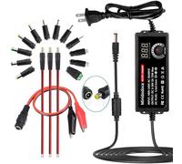 72W Power Supply Adjustable DC 3V ~ 36V Variable Universal Switching AC/DC Adapter AC to DC Converter with LED Voltage Display and 16 Tips, for 3V to 36V Household Electronics - 2000mA Max